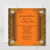 エリートキンセアニェラオレンジ金ゴールドダマスク15thパーティー 招待状 (裏面)