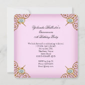 エリートキンセアニェラピンク金ゴールドダマスク15日パーティー 招待状 (裏面)