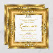 エリートキンセアニェラ15th金ゴールドパールジェムティアラ写真 招待状 (正面/裏面)