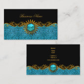 エリートクエレガントラスティール（緑がかった色）ブルーブラック金ゴールドヒョウ 名刺 (正面/裏面)