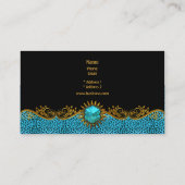 エリートクエレガントラスティール（緑がかった色）ブルーブラック金ゴールドヒョウ 名刺 (裏面)