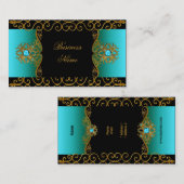 エリートクエレガントラスティール（緑がかった色）ブルーブラック金ゴールド 名刺 (正面/裏面)