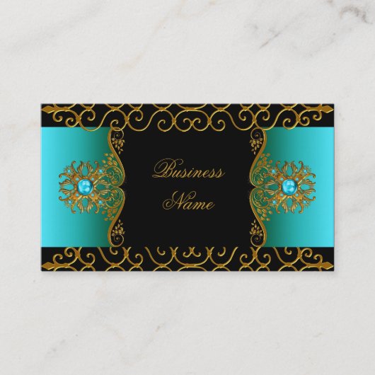 エリートクエレガントラスティール（緑がかった色）ブルーブラック金ゴールド 名刺 (正面)