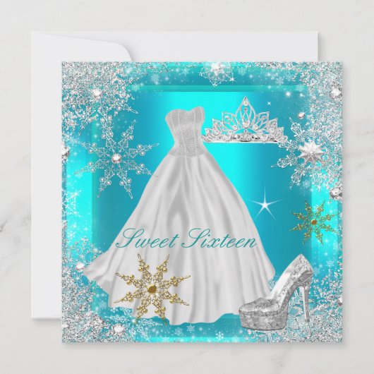 エリートスウィート16Sweet sixteenホットティール(緑がかった色)ホワイト金ゴールド 招待状 (正面)