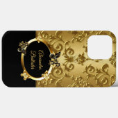 エリートダマエレガントスクフローラ蝶金ゴールドブラック Case-Mate iPhoneケース (裏面 (横))