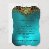 エリートティール(緑がかった色)ジェイド金ゴールドパールエレガントバースデーパーティー 招待状 (裏面)