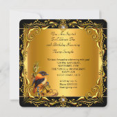 エリートバエレガントードブラック金ゴールド誕生日パーティー 招待状 (裏面)