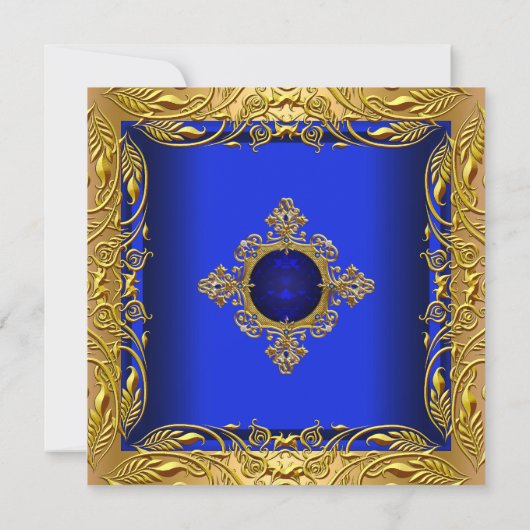 エリートバースデーエレガントタパーティー王室のブル金ゴールド 招待状 (裏面)