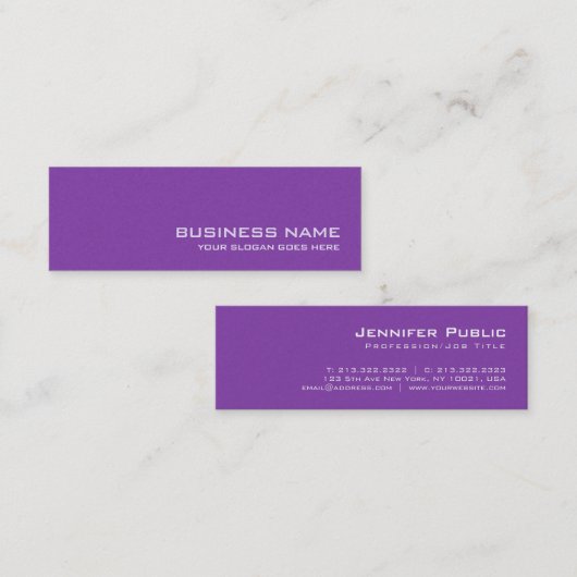 エリートパープルプレーンモダンパールフィニッシュサロンルクセ スキニー名刺 (正面/裏面)