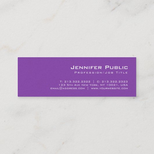 エリートパープルプレーンモダンパールフィニッシュサロンルクセ スキニー名刺 (裏面)