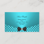 エリートビジネスティール（緑がかった色）ブルー水玉模様ボウタイ 名刺 (裏面)