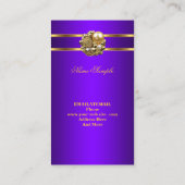 エリートビジネスパープル金ゴールドエレガントダマスクジュエル 名刺 (裏面)