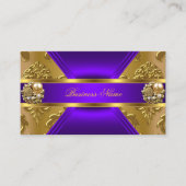 エリートビジネスパープル金ゴールドエレガントダマスクジュエル 名刺 (正面)