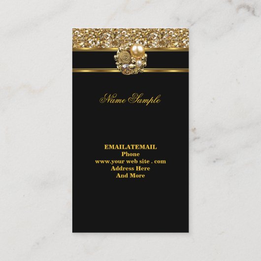 エリートビジネス金ゴールドエレガントグリッタージュエル2 名刺 (裏面)