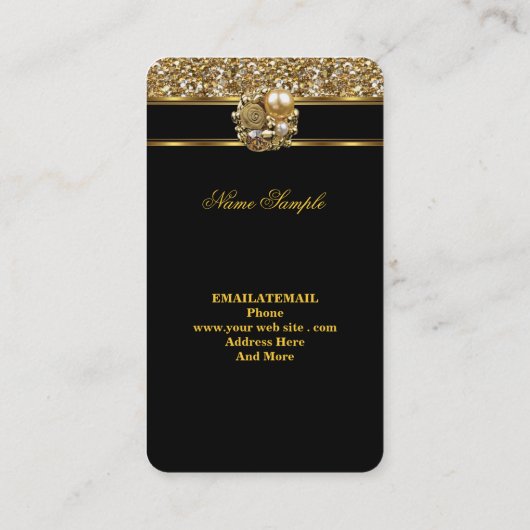 エリートビジネス金ゴールドエレガントグリッター宝石 名刺 (裏面)