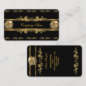 エリートビジネス金ゴールドエレガントフローラ宝石 名刺 (正面/裏面)