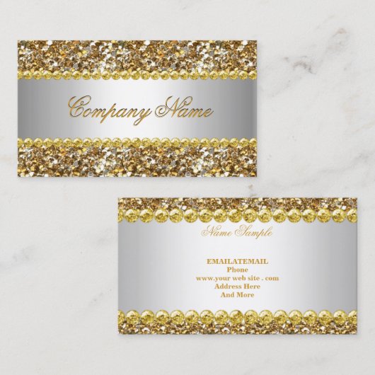 エリートビジネス金ゴールドシルバーダイヤモンドグリッター4 名刺 (正面/裏面)