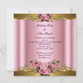 エリートピンクローゼスホワイト金ゴールド誕生日パーティー 招待状 (裏面)