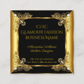 エリートファッションデザイナーブラック金ゴールド宝石 スクエア名刺 (正面)