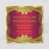 エリートファッションデザイナーレッド金ゴールド スクエア名刺 (正面)