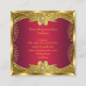 エリートファッションデザイナーレッド金ゴールド スクエア名刺 (裏面)