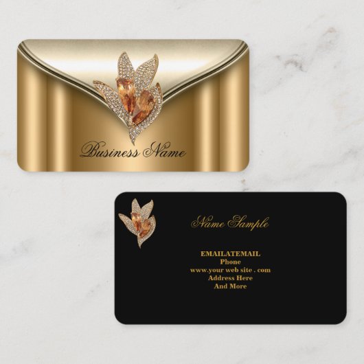 エリートブエレガントロンズブラウン金ゴールドジュエル 名刺 (正面/裏面)