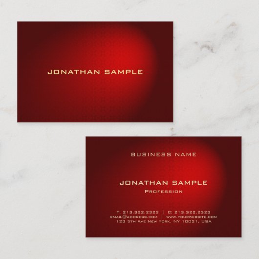 エリートブラックレッドダマスクデザインプロフェッショナル エレガント 名刺 (正面/裏面)