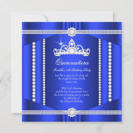 エリートブルー王室のプリンセスキンセアニェラダイヤモンド 招待状 (正面)