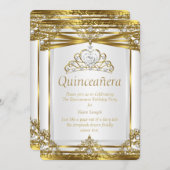 エリートプリンセスキンセアニェラ金ゴールドホワイトパールフレーム 招待状 (正面/裏面)