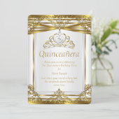 エリートプリンセスキンセアニェラ金ゴールドホワイトパールフレーム 招待状 (スタンド正面)