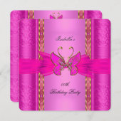 エリートホッエレガントトピンク金ゴールド蝶パーティー 招待状 (正面/裏面)