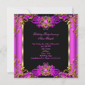 エリートホットピンクジェム金ゴールドブラックバースデーパーティー2 招待状 (裏面)