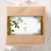 エリートホワイトローズ金ゴールド婚約記念日 ラベル (インサイチュ)