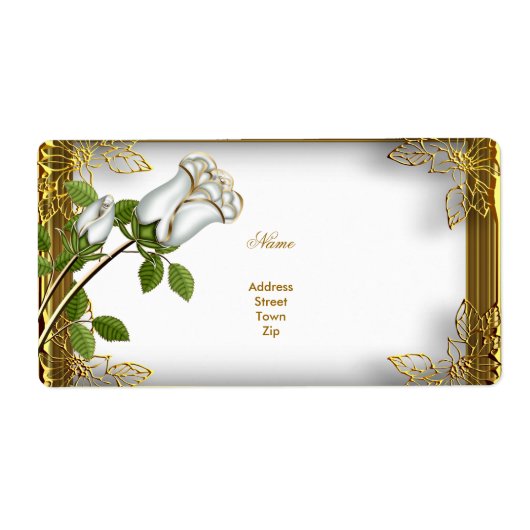 エリートホワイトローズ金ゴールド婚約記念日 ラベル (正面)