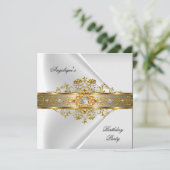 エリートホワイト金ゴールドブラックバースデーパーティー 招待状 (スタンド正面)