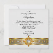 エリートホワイト金ゴールドブラックバースデーパーティー 招待状 (裏面)