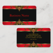 エリートレエレガントガルレッドブラック&金ゴールド宝石 名刺 (正面/裏面)