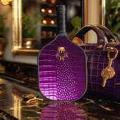 エリートヴィヴィヴィヴィッドフェイクパープルワニモノグラムの ピックルボールラケット