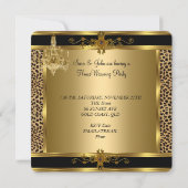 エリート引っ越し祝いパーティーパーティーシャンデリアレオパード金ゴールド 招待状 (裏面)