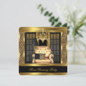 エリート引っ越し祝いパーティーパーティーシャンデリア金ゴールド椅子 招待状 (スタンド正面)