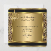 エリート引っ越し祝いパーティーパーティーシャンデリア金ゴールド椅子 招待状 (裏面)