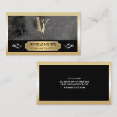 エリート理容師 | 黒の大理石の金ゴールド 縁ど 名刺 (正面/裏面)
