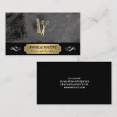 エリート理容師 | 黒大理石金ゴールドめっき背景 名刺 (正面/裏面)