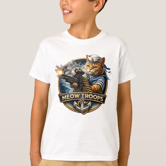 エリート部隊に所属しよう。にゃんこの部隊だ Tシャツ (正面)
