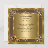 エリート金ゴールドブラウンバラハイヒール誕生日パーティー 招待状 (裏面)