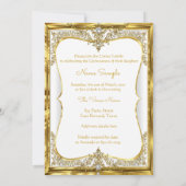 エリート金ゴールドホワイトパールプリンセスキンセアニェラ 招待状 (裏面)