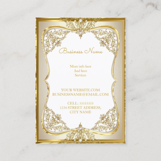 エリート金ゴールドホワイトベージュクリームパール 名刺 (裏面)