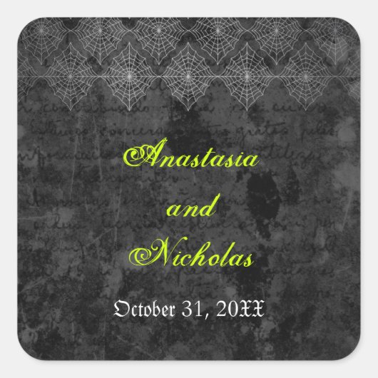 エリーハロウィン結婚のステッカー スクエアシール (正面)