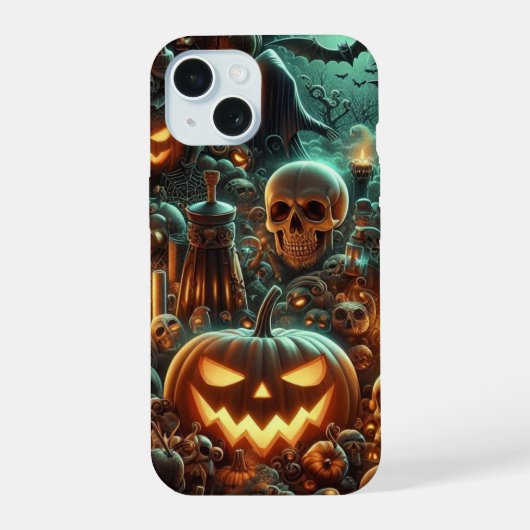エリーハロウィーンとカボチャ、ポーションとスカル iPhone 15ケース (裏面)