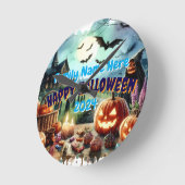 エリーハロウィーンのナイトウォーター色 ラウンド壁時計 (傾斜)